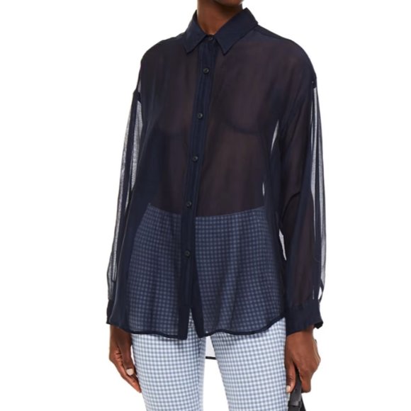 rag & bone Tops - Rag & Bone Blue Sheer Button Down Oversized Boyfriend Top Sz S